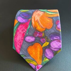 Vintage YSL Men Tie Fruit Prints 100% Silk